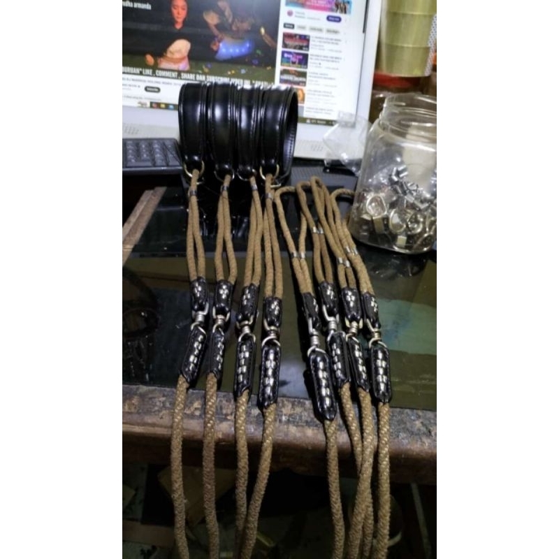 Kala Orong Kulit Asli x Tali Pukek Variasa Kalung Anjing Padang Kekinian Cocok Buat Berburu Tuntun S