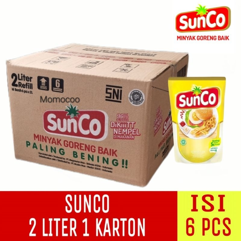 

SunCo Minyak Goreng Baiik Paling Bening 2 Liter 2 Karton
