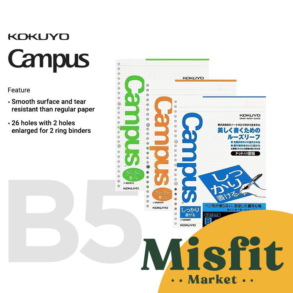 

plPaling Popular KOKUYO Campus Paper Loose Leaf Refill B5 Isi ulang Binder 5 1 V35