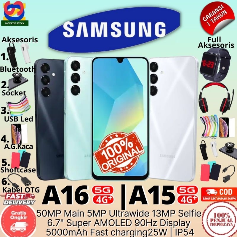 HP BARU SAMSUNG GALAXY A16 5G | A16 4G | A15 5G 8/256GB - 8/128GB Ram Upto 16GB Free Adaptor 25W GAR