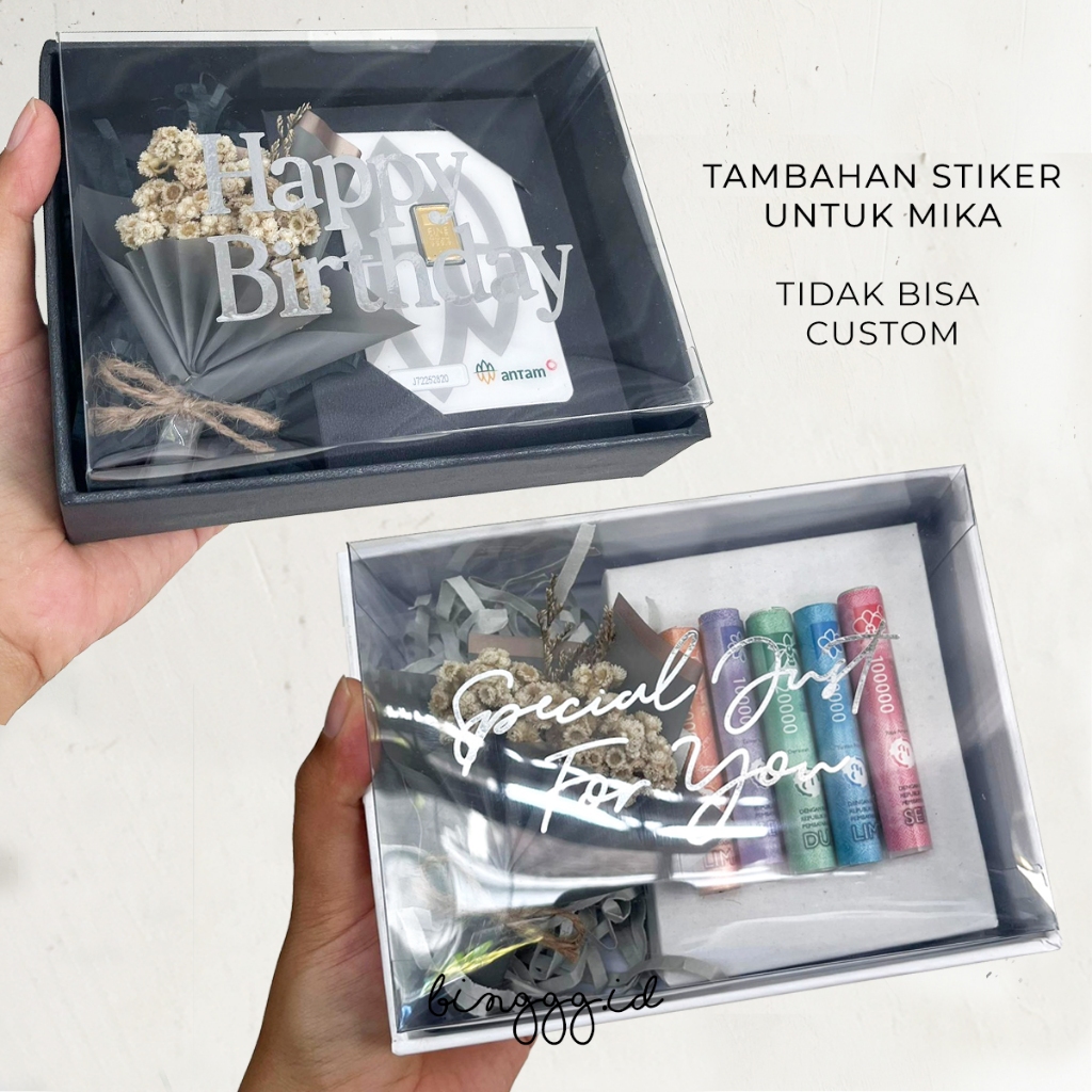 

Tambahan Stiker Untuk Tutup Mika dengan Ucapan Selamat Warna Silver atau Gold (1 Pc)