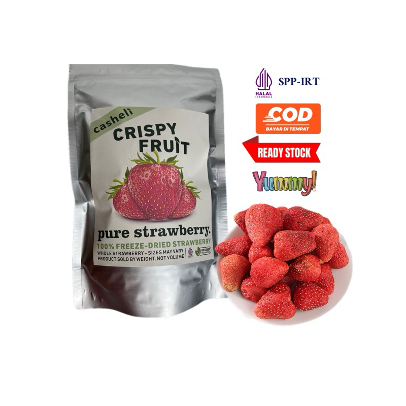 

casheli Strawberry Kering Freeze Dried Utuh Premium Quality Fresh Baru Crispy Original Sweet