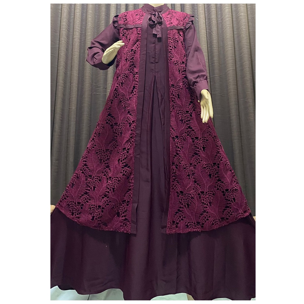RAISA INNER OUTER PANJANG GAMIS KOMBINASI KATUN DAN SILK/GAUN MUSLIM WANITA  Dewasa / Tile  GAMIS PE
