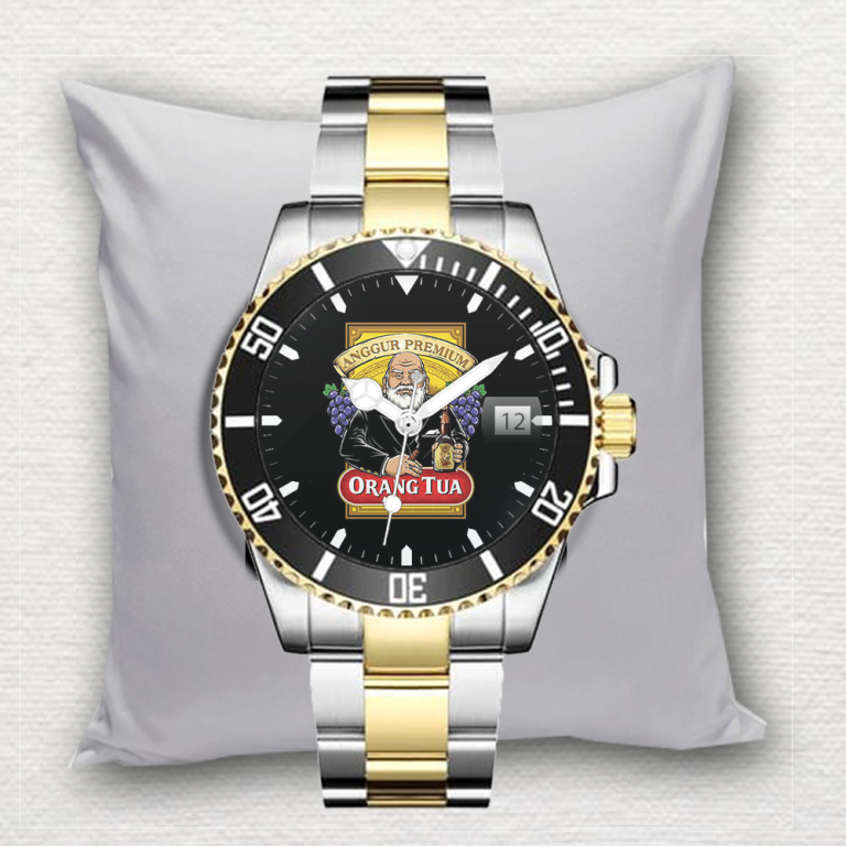 Jam Tangan Pria OT ORANG TUA Tanggal Stainless Steel Perak Silver Gold Cowok Dewasa Custom Keren Ter