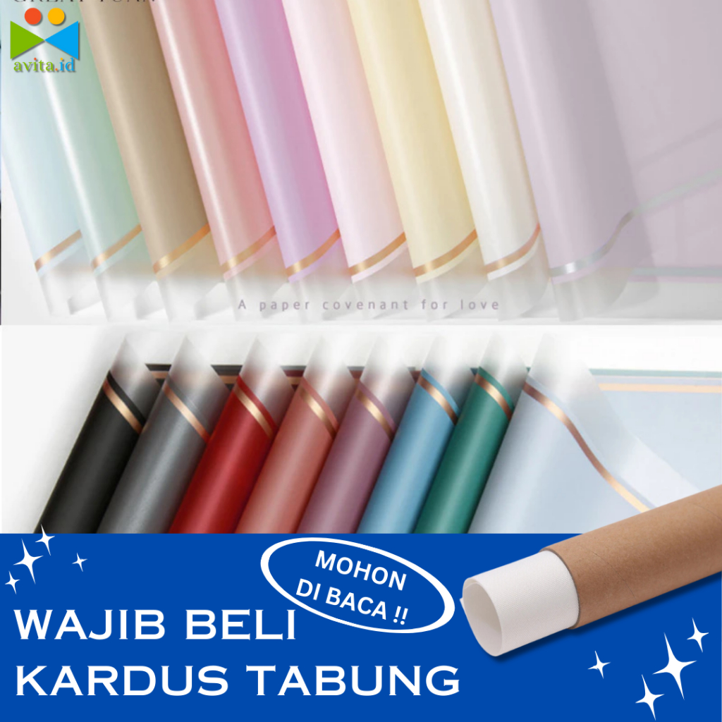 

avita.id cellophane tepi transparan garis emas/cellophane tepi tranparan/cellophane mate/korean buket