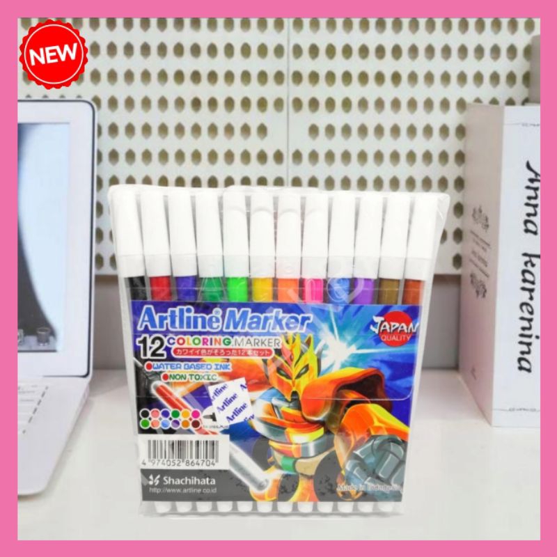 

Spidol Artline 12 Warna Warni Coloring Marker Mewarnai