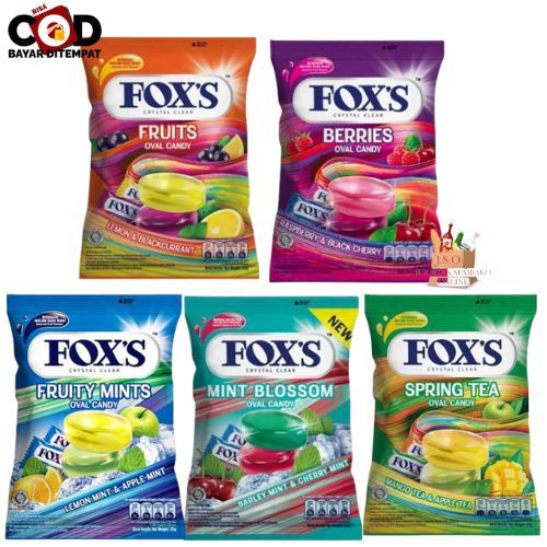 

[ JSO ] Permen Fox's Oval Candy 125gr Berries Lemon Blackcurrant Lemonmint Applemint Barleymint Cherrymint Mango Tea Apple Tea Foxs All Varian Fruits Cemilan Murah Halal