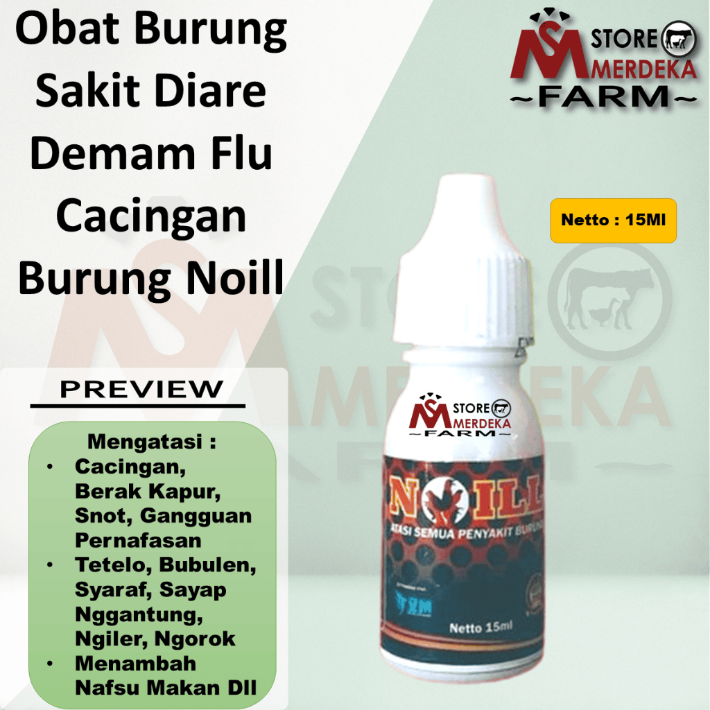 Obat Burung Sakit Diare Demam Flu Cacingan Burung Noill 15Ml