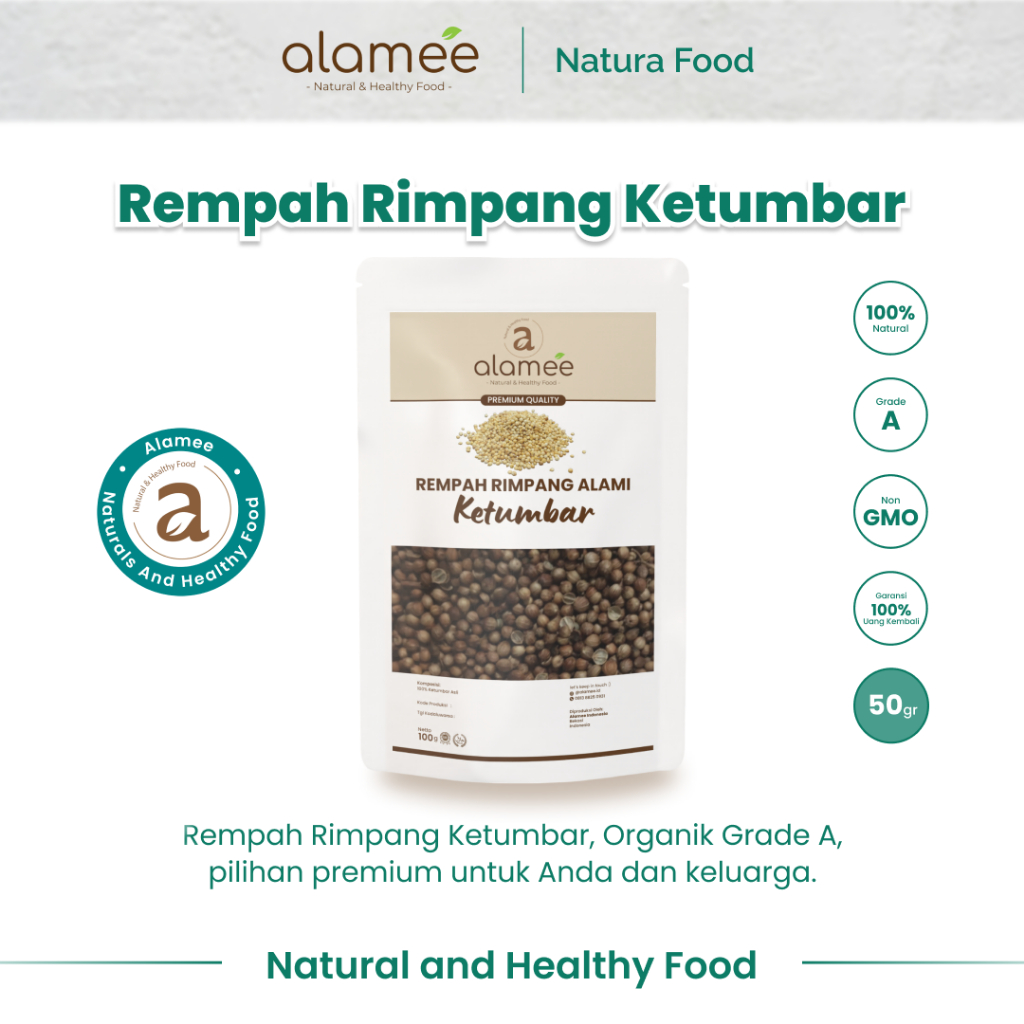 

ALAMEE Ketumbar Organik Coriander Seed Biji Utuh Rempah Rimpang Alami Spice 50gr
