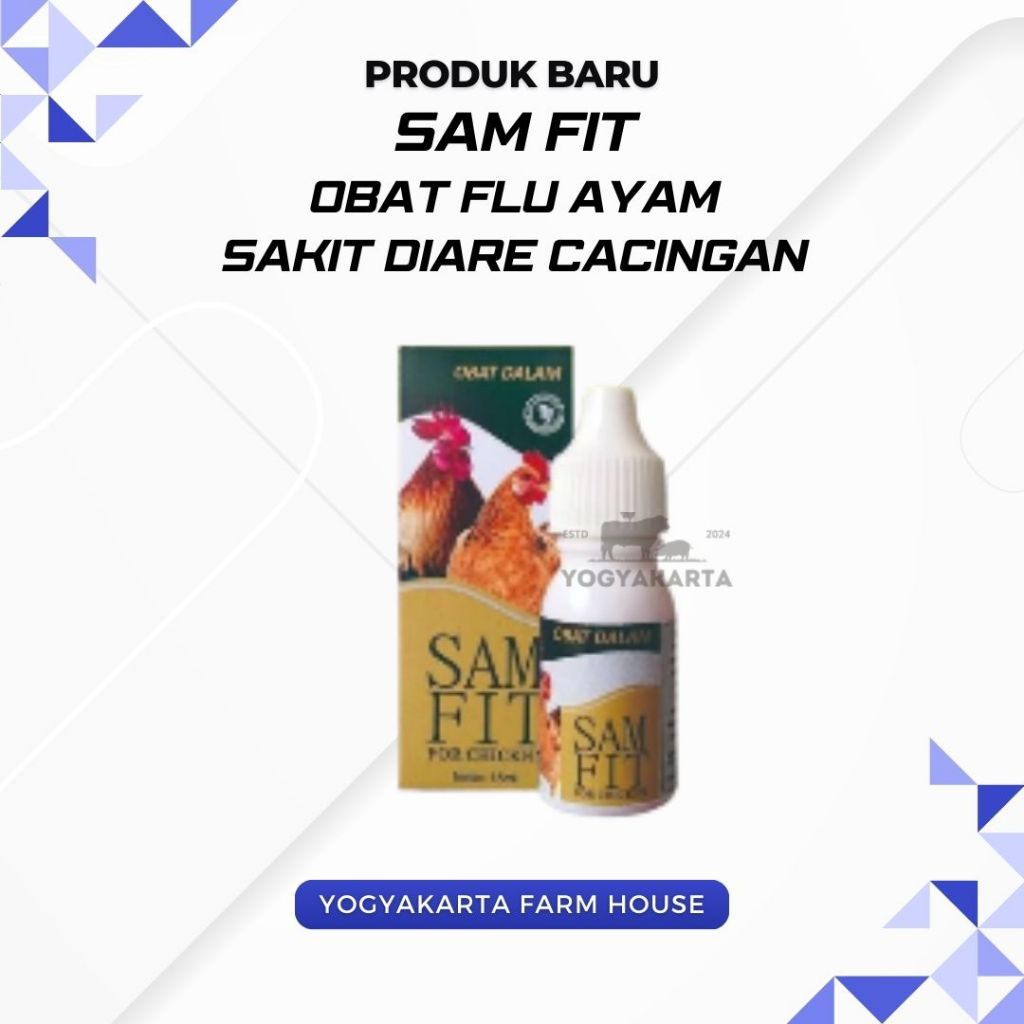 SAM FIT Obat Flu Ayam Sakit Cacingan Tetelo Obat Ayam Diare Obat Dalam untuk Ayam 15 Ml