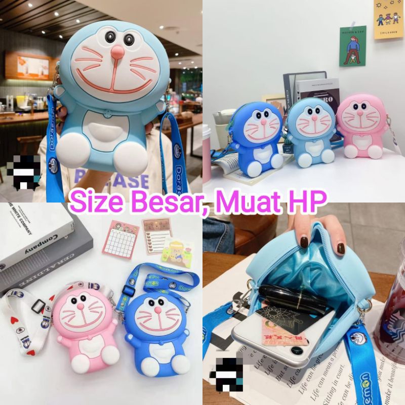 (Muat HP) Tas Jelly  Selempang Anak & Dewasa Karakter Doraemon Jumbo Size Besar