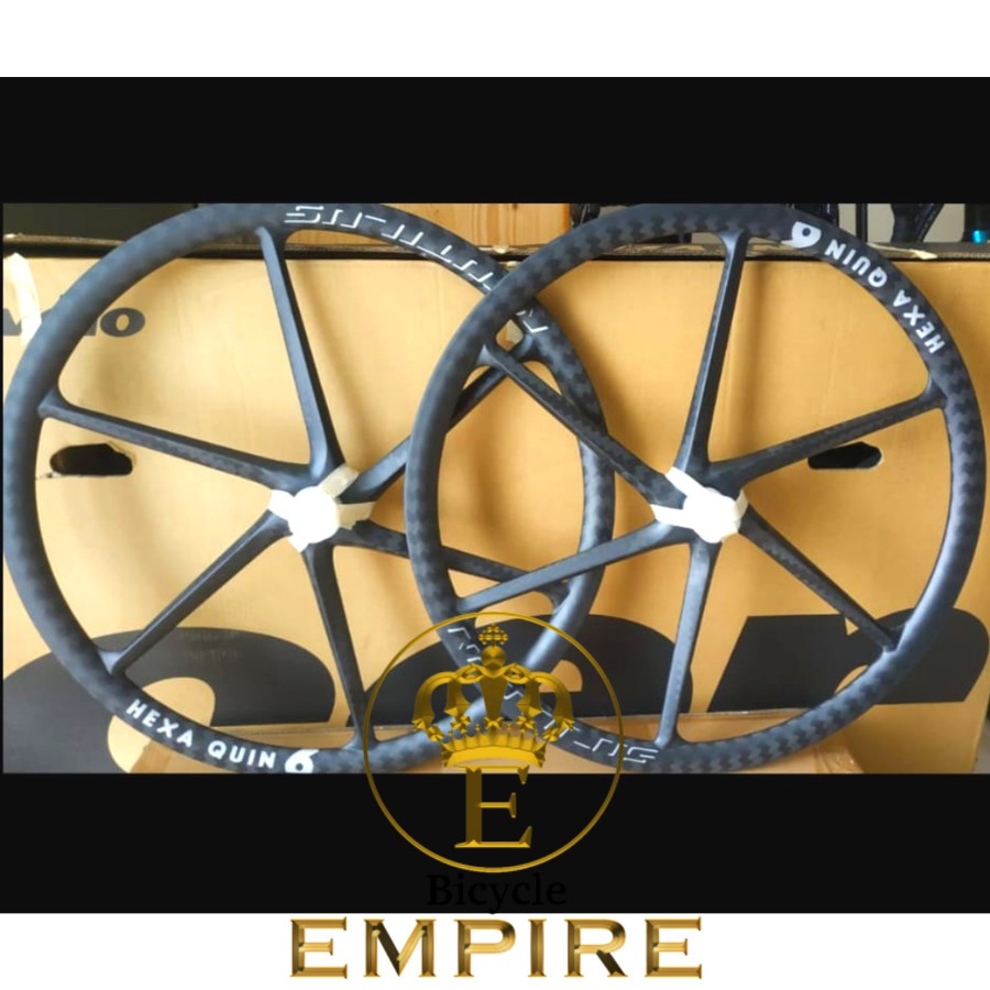 Wheelset WS Sepeda Roadbike Carbon Nautilus HexaQuin 6 Palang Enam Bicycle Empire