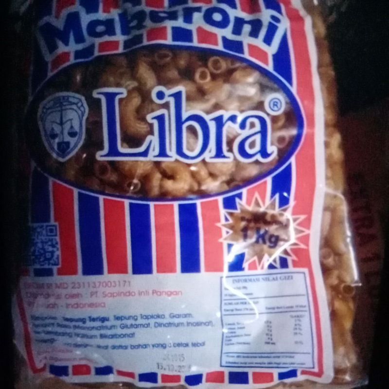 

Makaroni mentah Libra kemasan 1kg