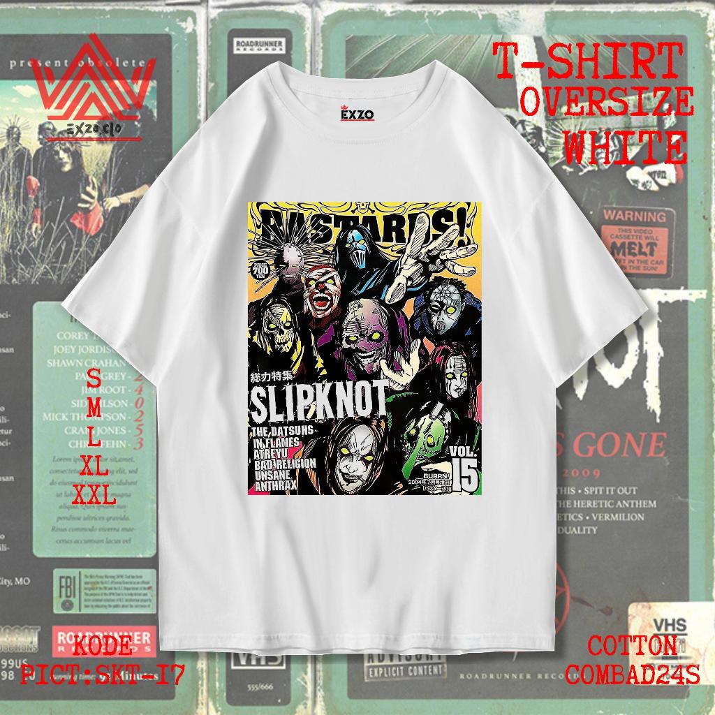 EXZO kaos SLIPKNOT WHITE OVERSIZE |COTTON COMBED24S| BAJU POLOS BERGAMBAR SLIPKNOT T-SHIRT