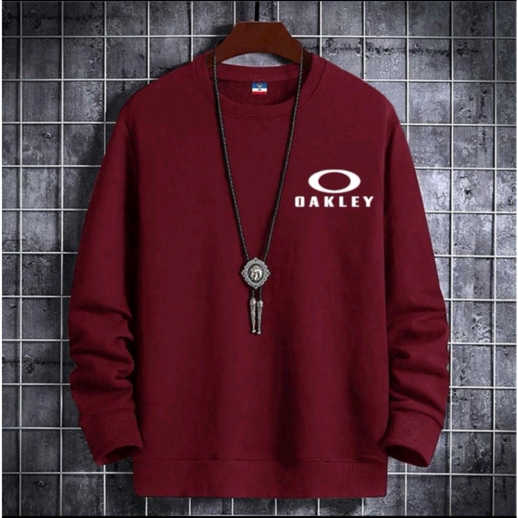 Sweater Trendy Kaos Pria Keren Crewneck Unisex Elegan Sweatshirt Kasual Sweter Oakley Baju Kekinian