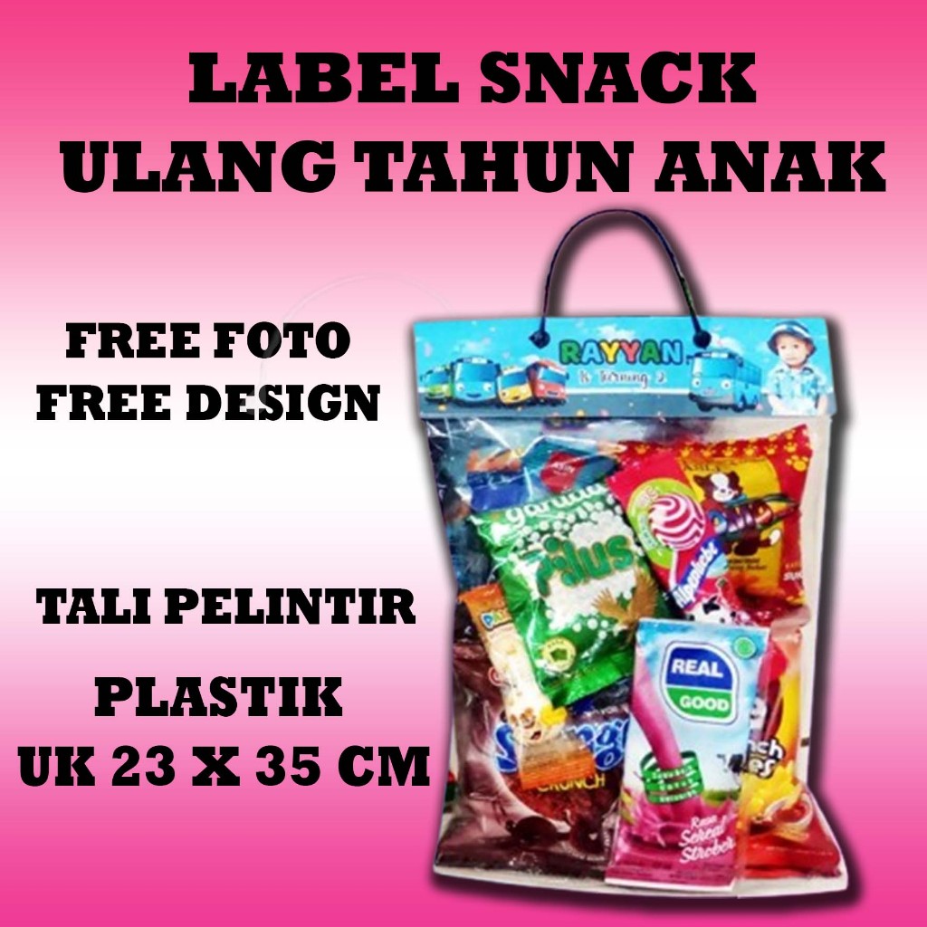 

TAS PLASTIK SNACK LABEL ULANG TAHUN / tas ulang tahun / tas ulang tahun anak / tas ulang tahun plastik / tas snack ulang tahun / tas snack ultah / tas palstik snack ultah / tas label ulang tahun / tas ulang tahun custom / tas ulang tahun karakter
