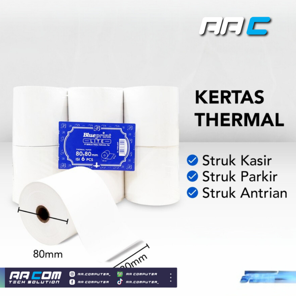 

BLUEPRINT Kertas Thermal 80X80 Printer thermal roll 80 X 80 mm Lite ISI 6 PCS - 1 PCS