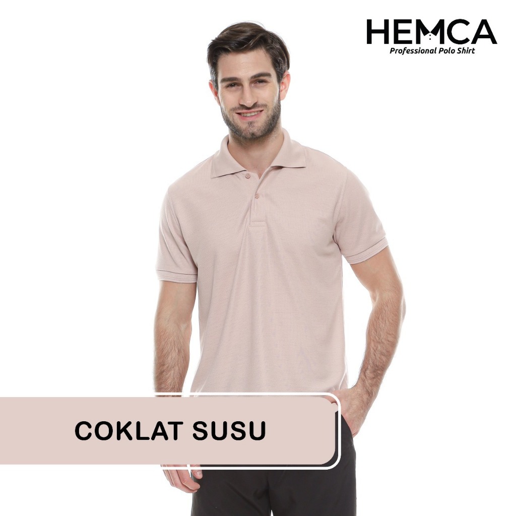 Kaos Polo Polos Coklat Susu - Hemca Professional Polo Shirt / Kaos Kerah Polos