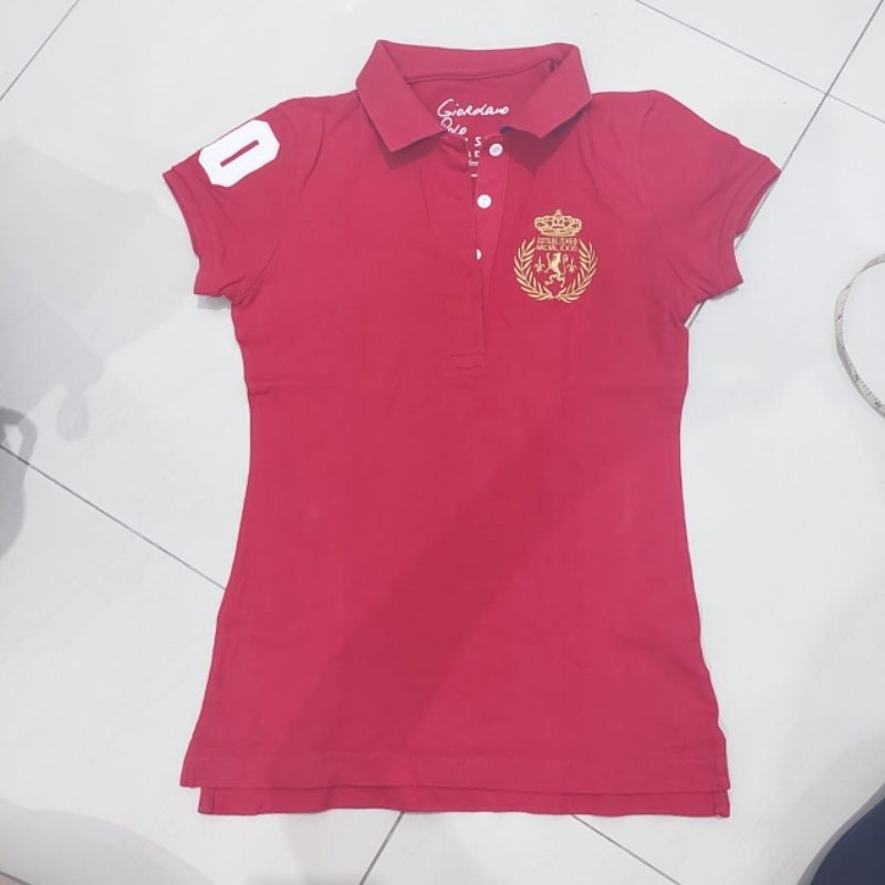 Kemeja Kaos Merah Preloved Giordano polo Branded Like New 