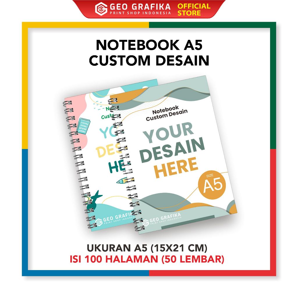 

Notebook Block Note A5 Jilid Spiral 100 halaman Custom Desain - Geo Grafika