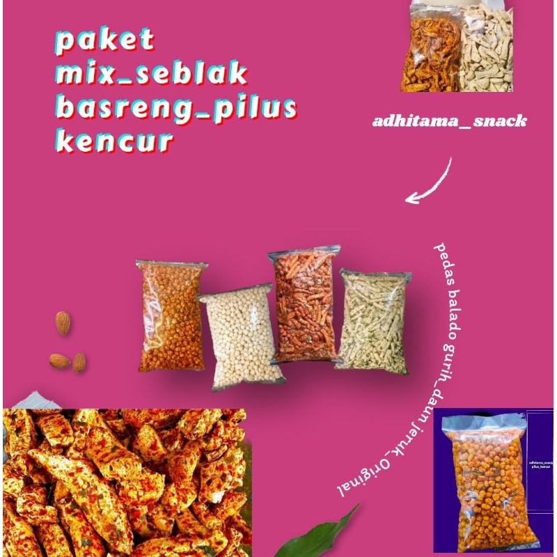 

paket mix seblak_basreng pilus kencur pedas gurih daun jeruk