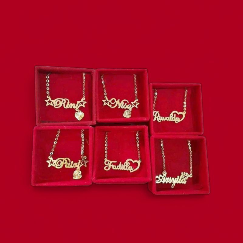 Kalung Nama Custom| Kalung Nama Lapis Emas| Kalung Nama Anak Dewasa| Kalung Titanium Lapis Emas24k
