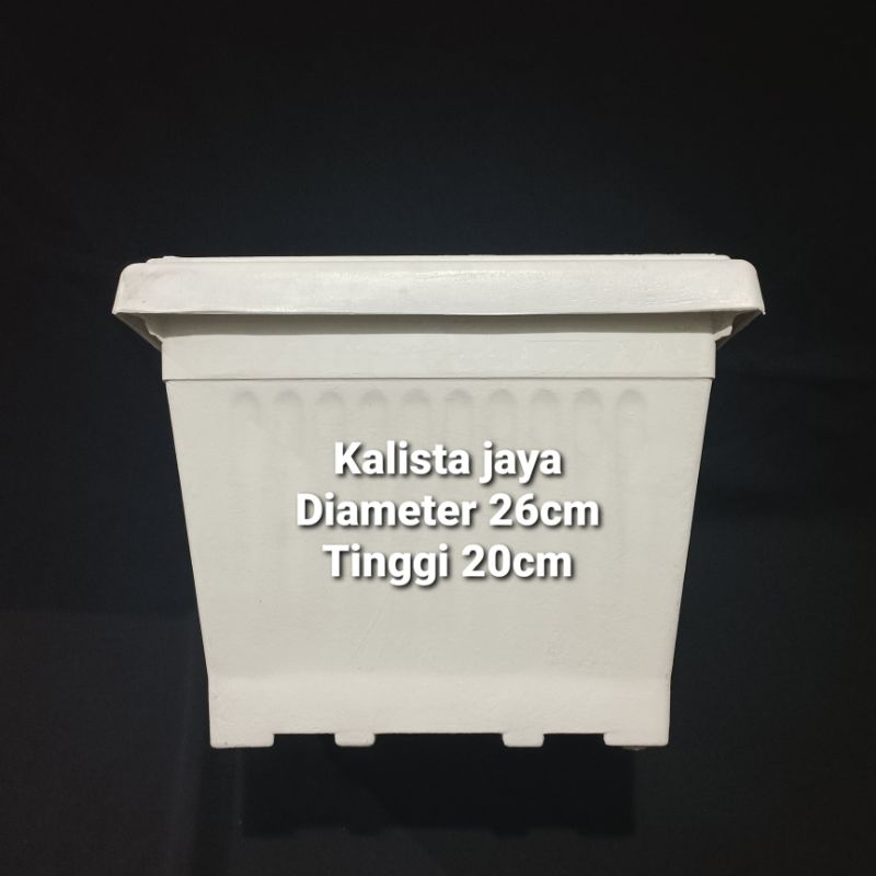 POT TANAMAN PLASTIK KOTAK PUTIH 26cm POT PLASTIK DIAMETER 26cm