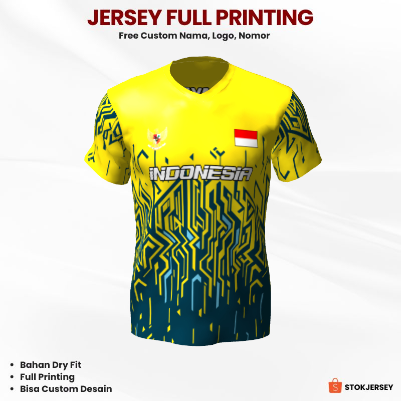 Kaos Jersey Futsal Kuning Motif Abstrak 4 - Jersey Custom Bulutangkis, Futsal, Sepak Bola, Voli, dll