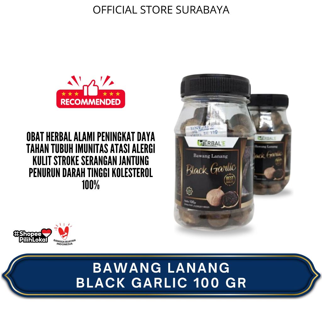 

BLACK GARLIC Bawang Lanang HERBAL'E 100 gram Meningkatkan Kekebalan Tubuh