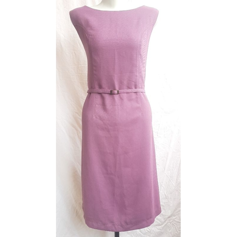 DRESS GAUN PESTA PARTY CASUAL ELEGAN POLOS UNGU LAVENDER MEREK AFAF LIKE NEW PRELOVED PL PRE❤