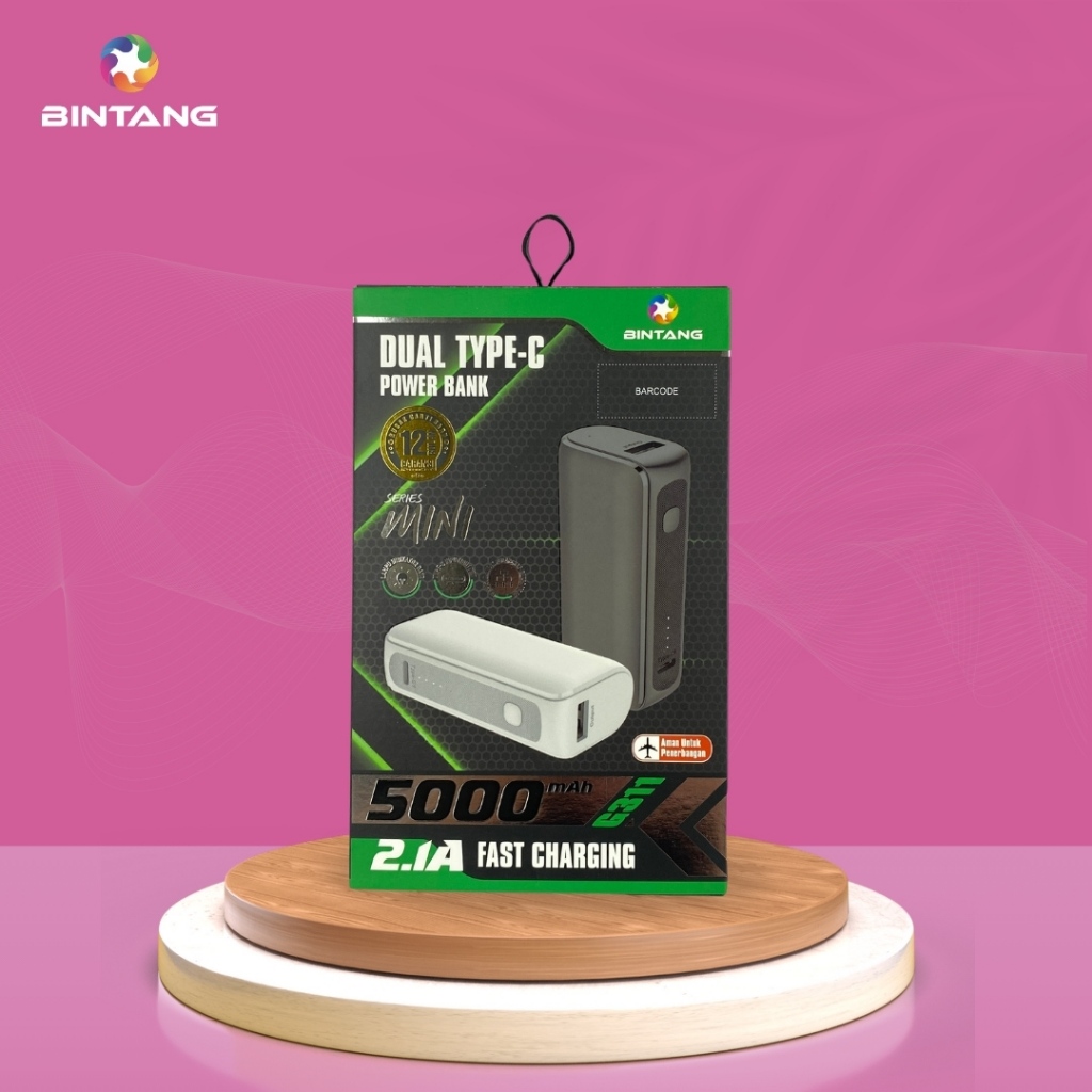 BINTANG Dual Type-C Power Bank 5000 mAh Fast Charging