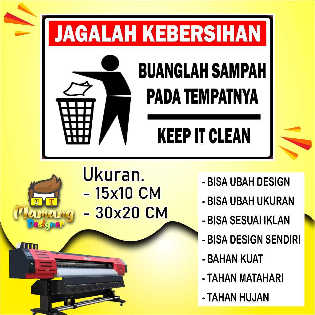 

Sticker Jagalah Kebersihan Dengan Bahan Cerah Merah