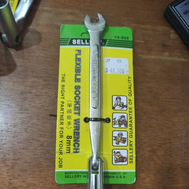 kunci sock flesibel + kunci  pas 8mm sellery / kunci kombinasi sock flexibel + ring pas 8mm sellery 