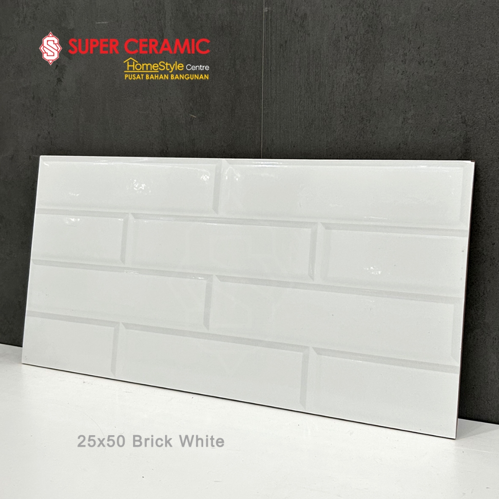 HABITAT 25x50 Keramik Dinding Bata Putih - BRICK WHITE