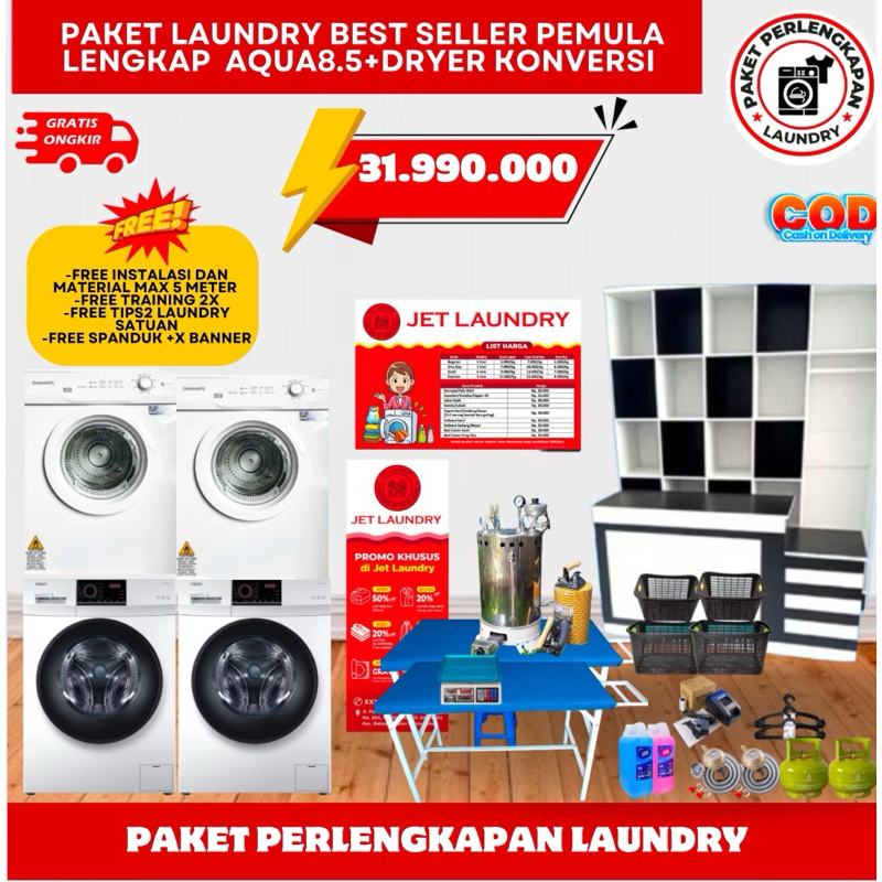 PAKET USAHA LAUNDRY PEMULA BEST SELLER MESIN CUCI AQUA DRYER DIAMANTE