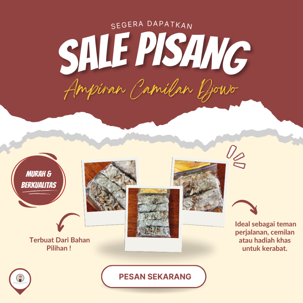 

Pisang Sale Crispy(Isi 10 pcs) / Pisang Sale Lidah / Oleh Oleh Khas Priangan - Ampiran Camilan Djowo