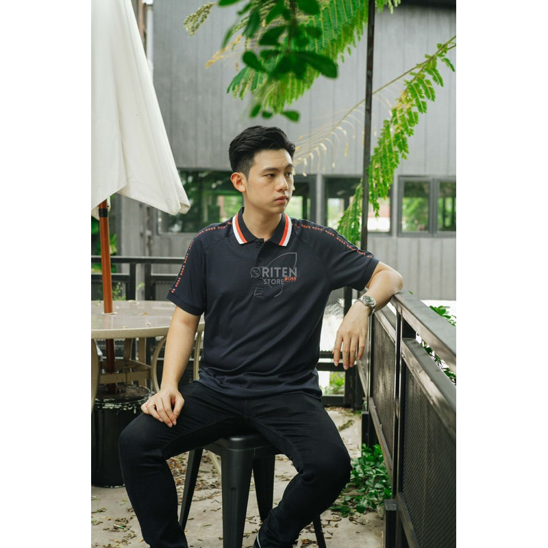 Hugo Boss Paule 2 Stripper Collar Polo Navy Original / Kaos Polo HB Authentic