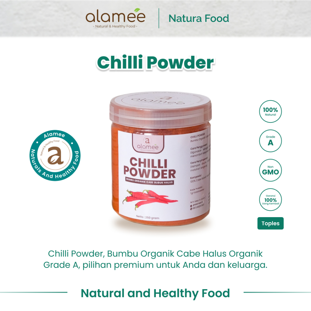 

ALAMEE Bubuk Cabe Halus Chilli Powder Chili Cabai Rempah Murni Asli Seasoning Bumbu Dapur Organik