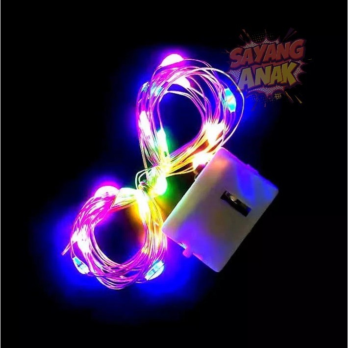 Lampu Kelap kelip kawat panjang Warna Warni Lampu Tumblr Kawat LED 1M