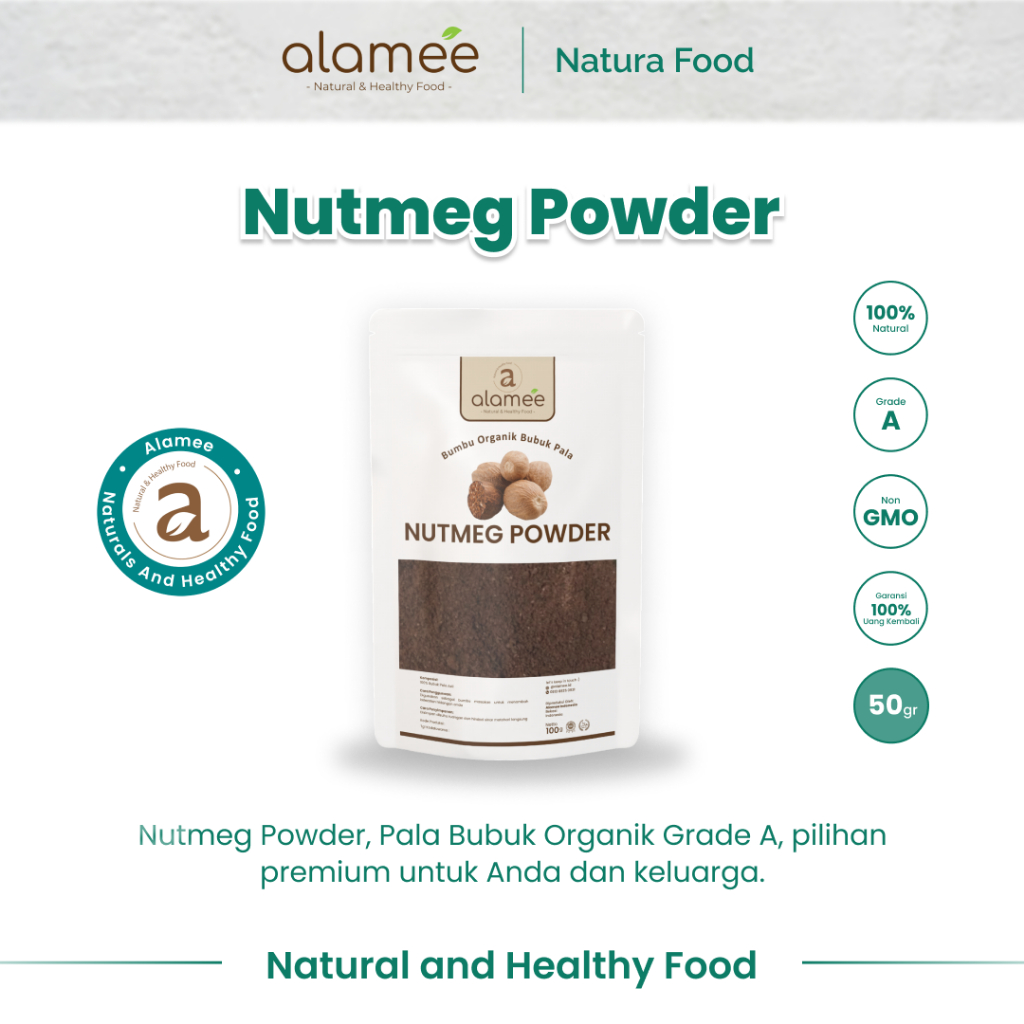 

ALAMEE Pala Bubuk Bumbu Dapur Nutmeg Powder Rempah Murni Asli Seasoning Organik 50 Gram