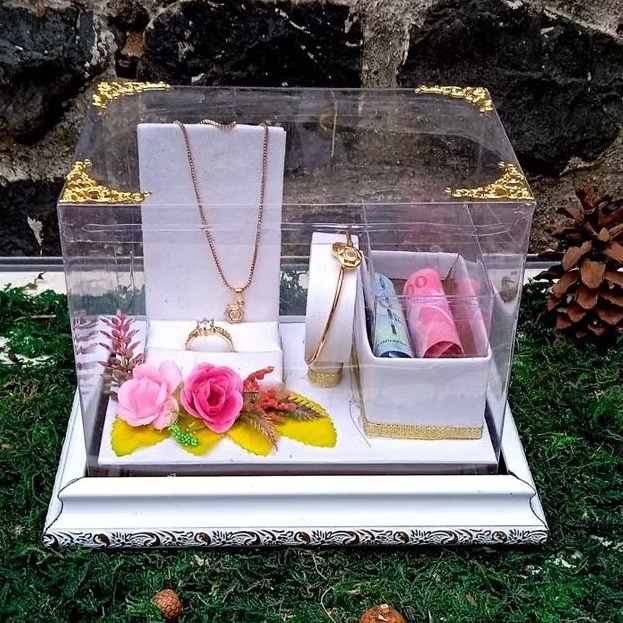 BOX TEMPAT PERHIASAN PERNIKAHAN LENGKAP (kalung gelang cincin & tempat mahar)