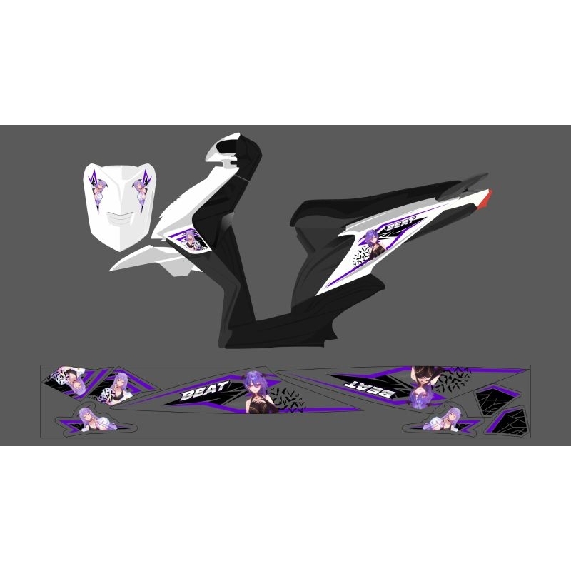 STRIPING STICKER TRANSPARAN BEAT KARBU 110 DESIGN ANIME TERBARU CUSTOM