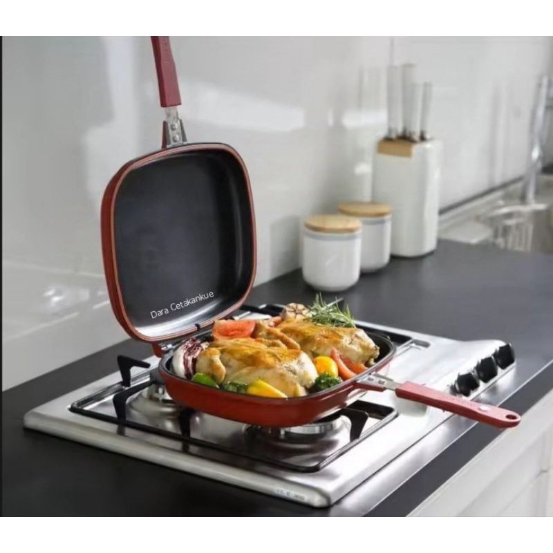 Happy call double pan Wajan penggorengan teflon bolak balik