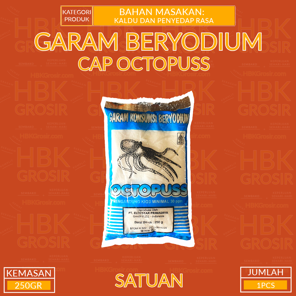 

Garam Beryodium Cap Octopuss 250GR [HBK GROSIR - Hemat Beragam Komplit]