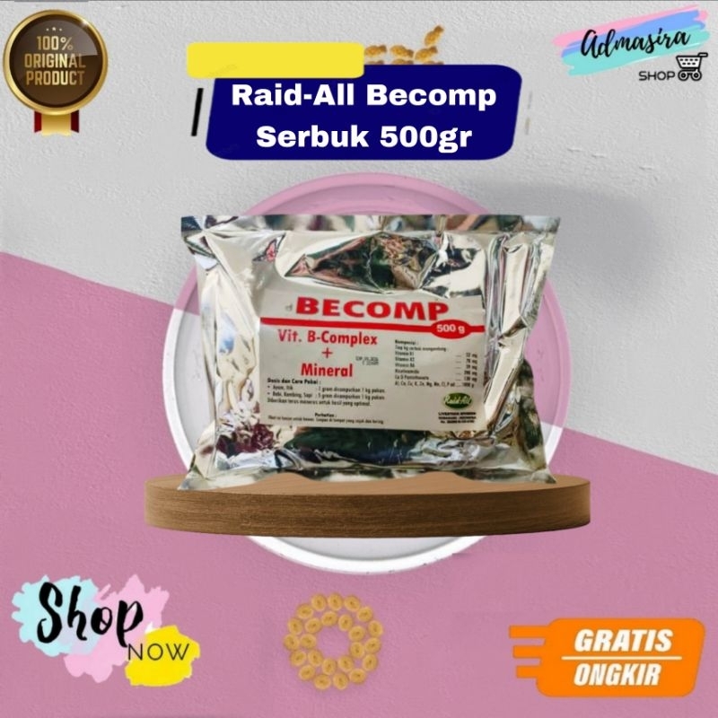 BECOMP 500 gram Serbuk vitamin Mineral ayam Raid All B Komplek ayam 500gram