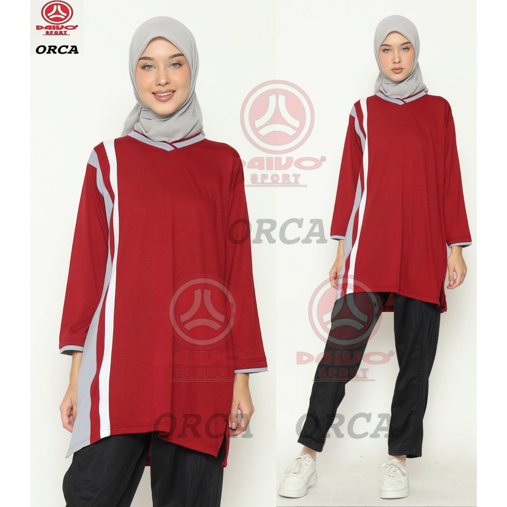 Setelan Baju Olahraga Senam Tunik Muslimah / Stelan Kaos Trening Olahraga Wanita Muslimah Daivo 77