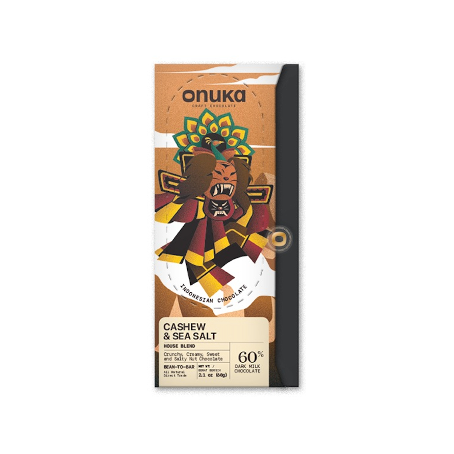 

Onuka Cashew & Sea Salt Milk Chocolate / Coklat Asli Rendah Gula