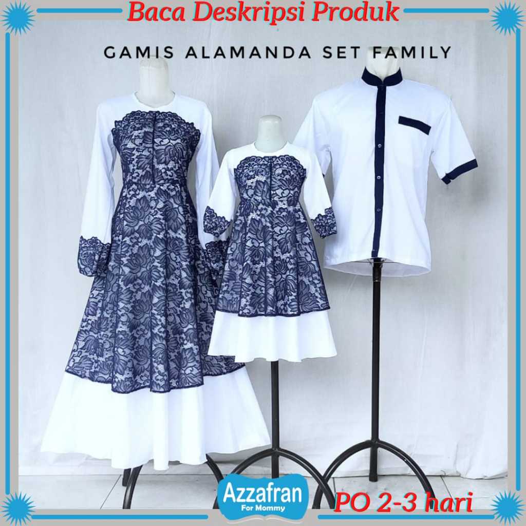 Gamis Alamanda Putih | Baju Premium Katun Anak Perempuan & Dewasa Couple Lebaran Toyobo Terbaru