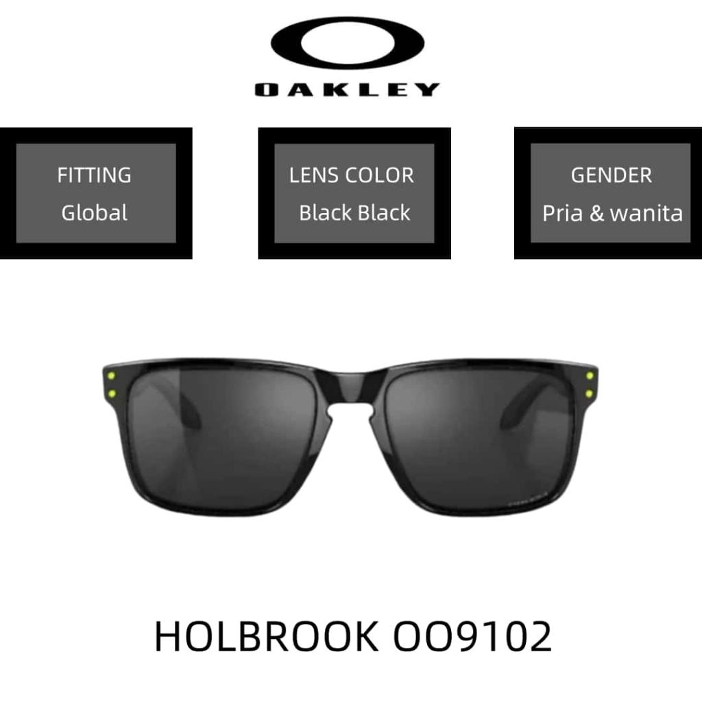 【100% Original】Kacamata Oakley Original Sunglasses Holbrook OO9102/OO9244  Polished Black/ Pria & wa