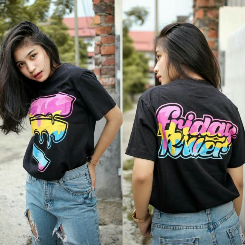 Kaos Distro Friday Killer Ice Cream Hitam Lengan Pendek - Kaos Distro Bandung Viral - Kaos Keren Pri